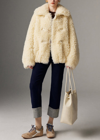 Yellow Oversized Warm Teddy Faux Fur Coats Winter