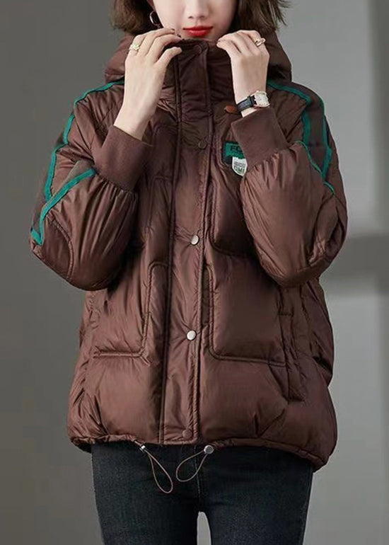 Green Zip Up Pockets Fine Cotton Filled Hooded Jackets Winter