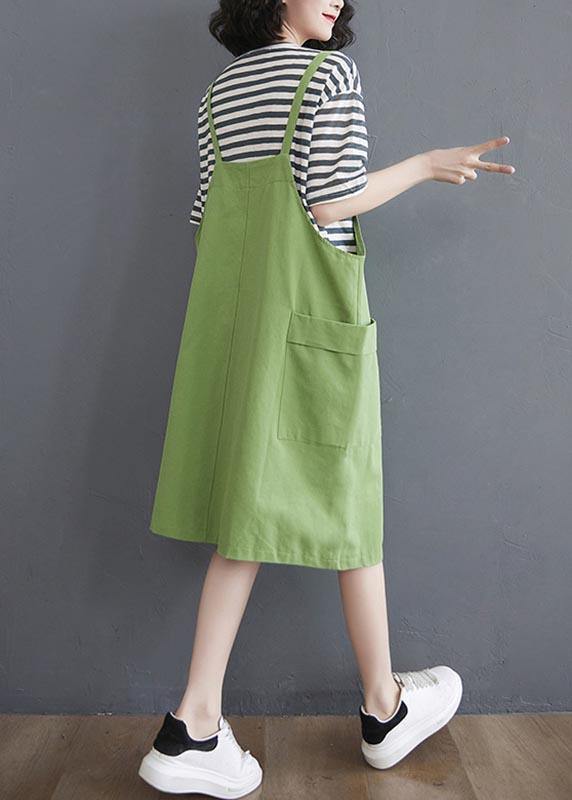 Two Piece Summer New Strap Skirt + Striped T-shirt