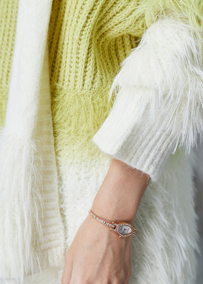 Grass Green Oversized Gradient Color Mink Velvet Knitted Sweaters Winter