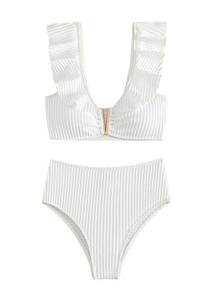 White Patchwork Swimwear Lingerie Sets
