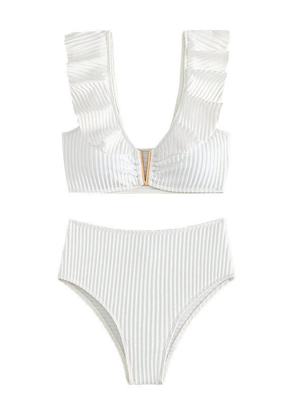 White Patchwork Swimwear Lingerie Sets
