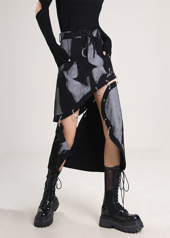 Asymmetrical Tie Dye Cotton Skirt Spring