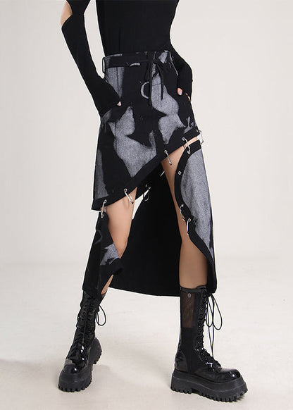 Asymmetrical Tie Dye Cotton Skirt Spring
