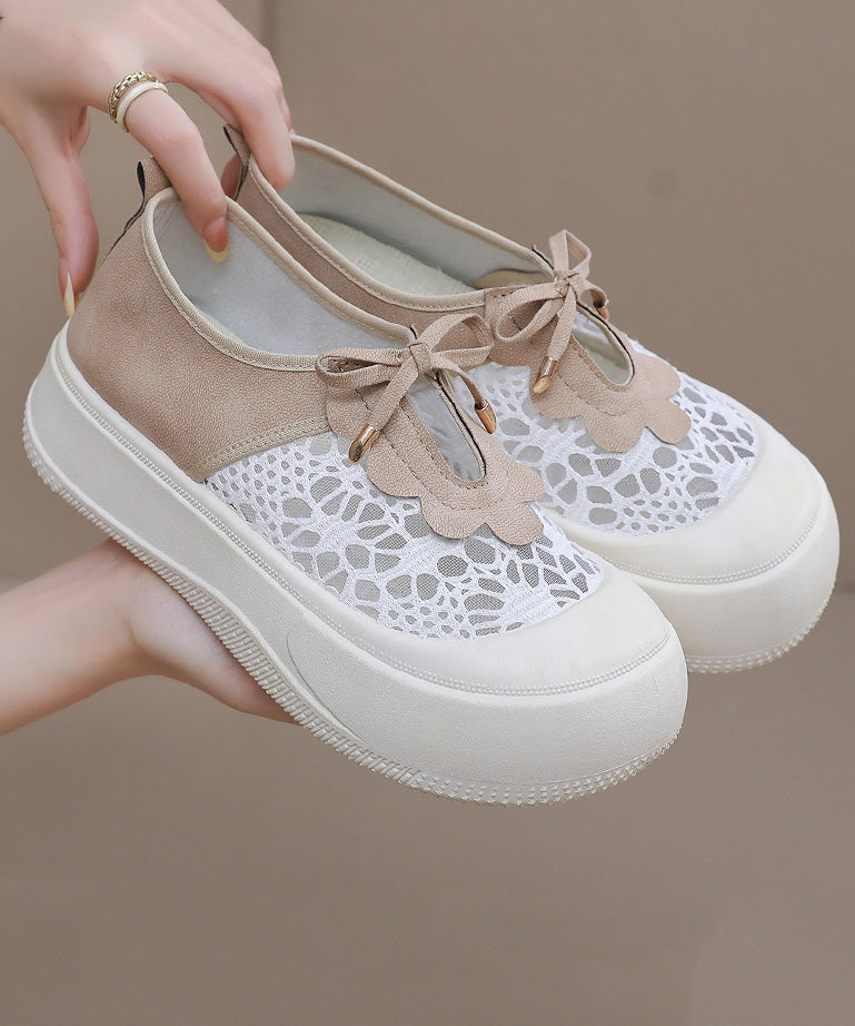 Black Splicing Breathable Mesh Platform Flat Feet Shoes