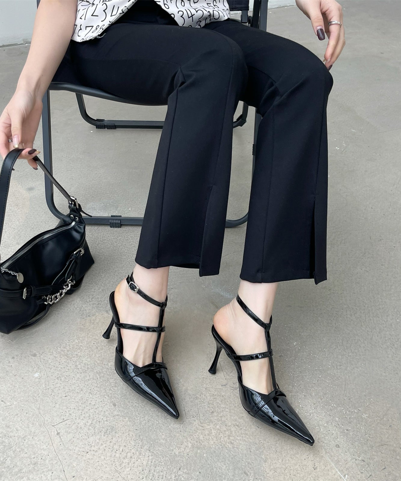 Mulberry Faux Leather Splicing Hollow Out Stiletto Pointed Toe