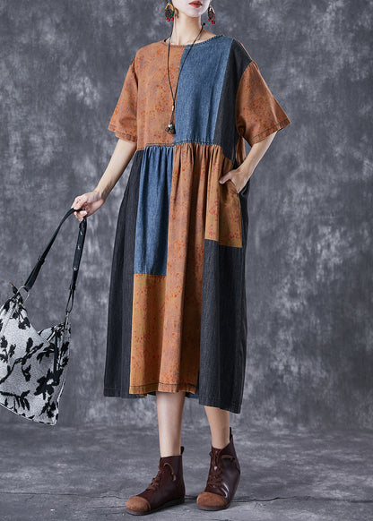 Colorblock Oversized Patchwork Cotton Dresses Summer