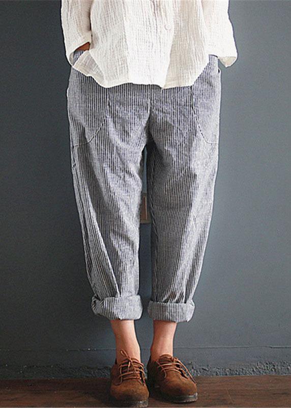 Stripe Pocket Elastic Waist Harem Pants