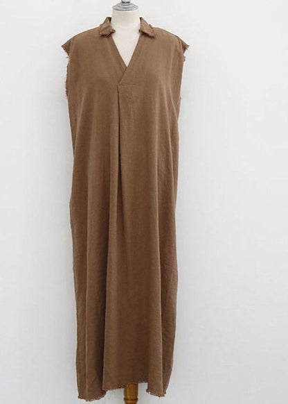 Beige Peter Pan Collar Long Dress Summer
