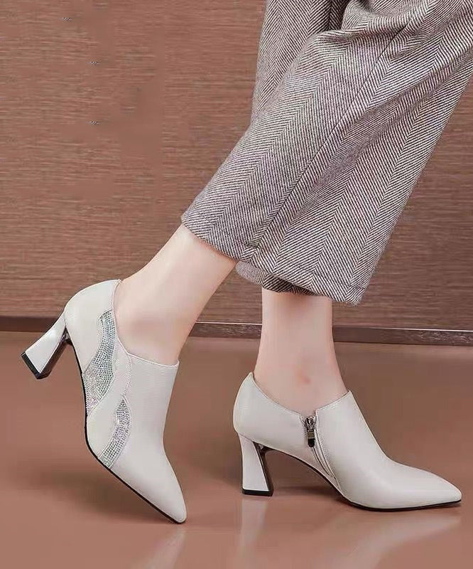 Black Zircon Splicing Versatile Chunky Pointed Toe