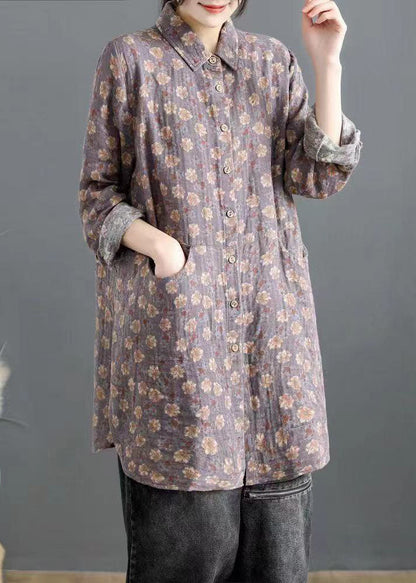 Blue Peter Pan Collar Button Side Open Shirt Tops Spring