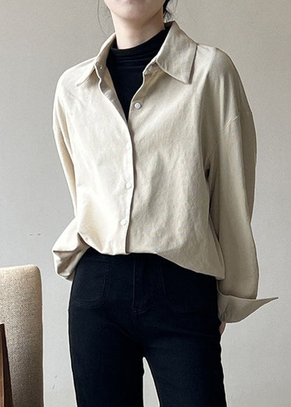Apricot Patchwork Corduroy Shirt Spring