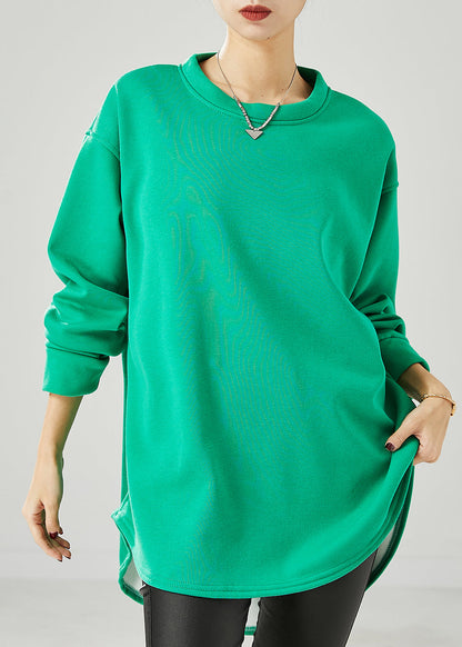 Green Oversized Warm Fleece Sweatshirts Top Spring