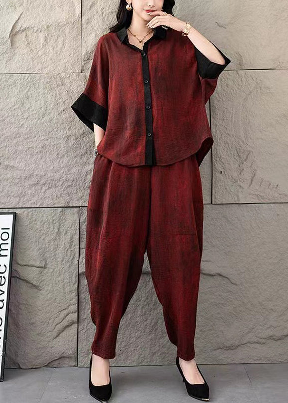 Fine Mulberry Oversized Patchwork Cotton Two Piece Set Clothing Summer