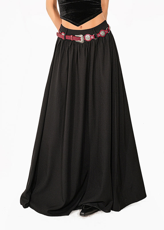 Black Elastic Waist a Line Skirt