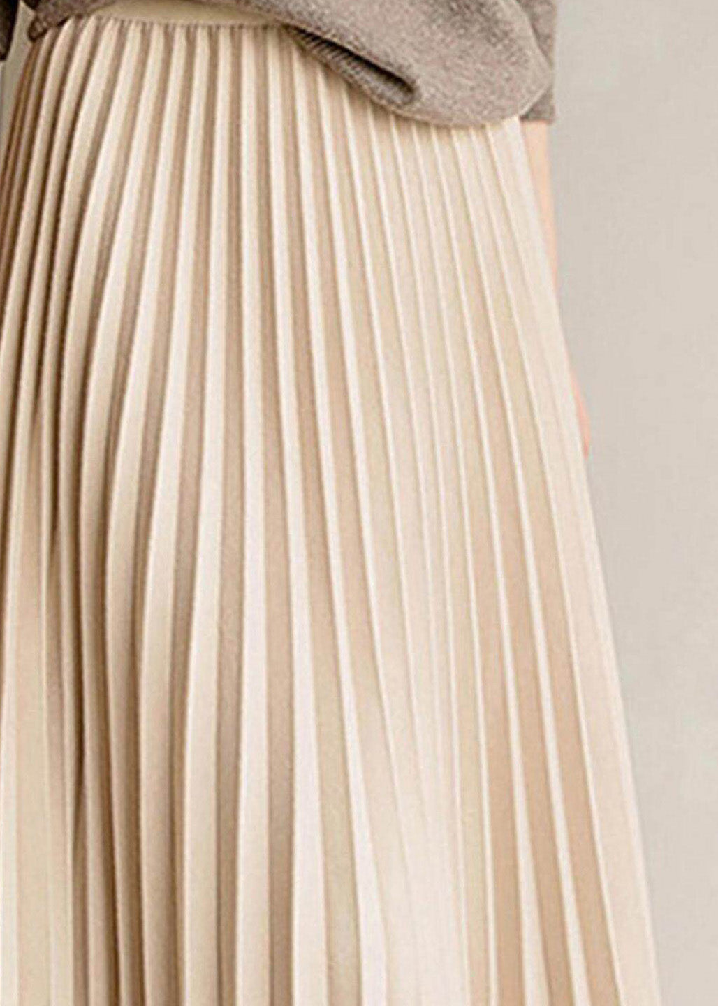 Apricot Elastic Waist Pleated Skirt Spring