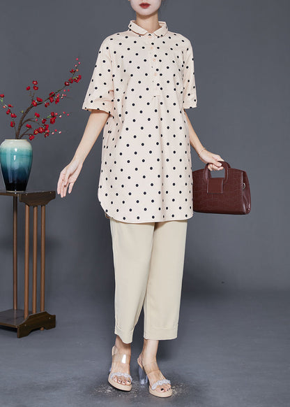 Khaki Oversized Dot Print Two Piece Set Clothing Fall