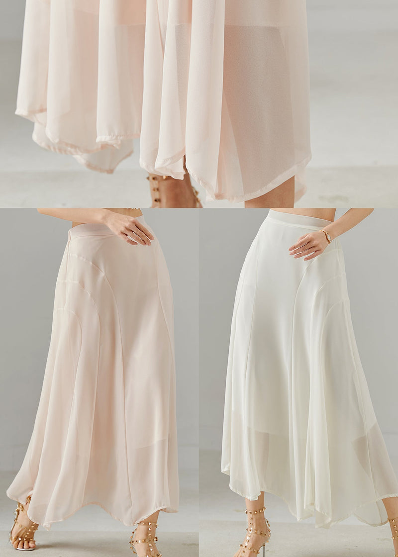 White Patchwork Draping Chiffon Skirts Summer