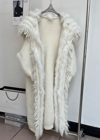 Beige Tasseled Pockets Patchwork Woolen Coats Sailor Collar