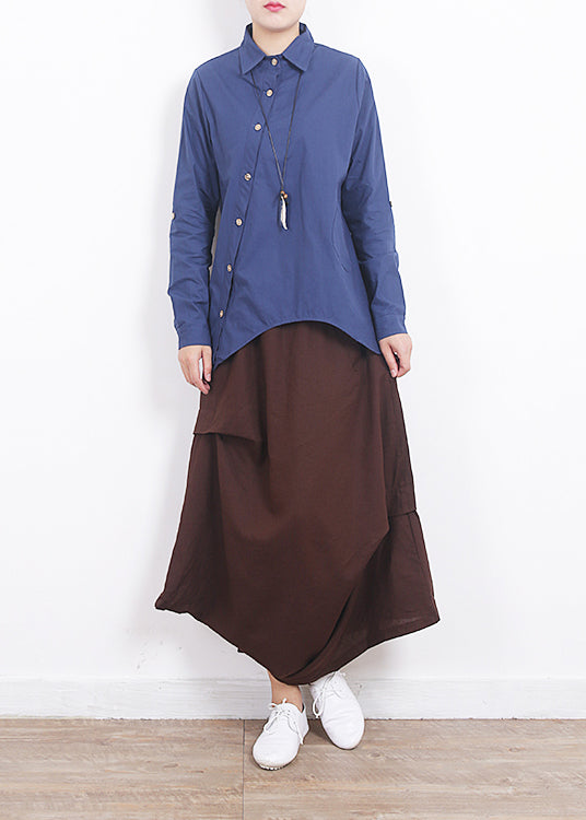 Original Design White Asymmetrical Design Cotton Shirt Spring