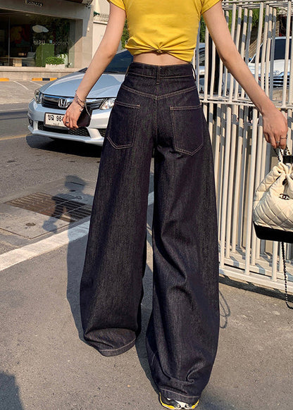 New High Waist Denim Wide Leg Pants Summer