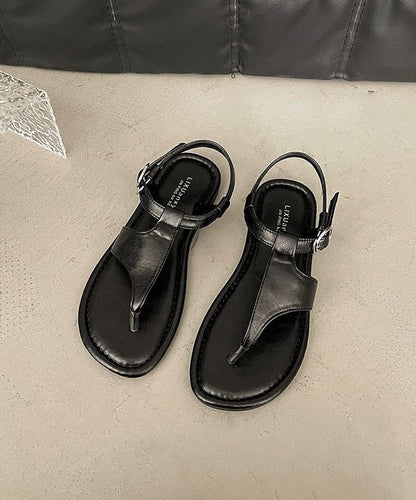 Brown Hollow Out Flip Flops Faux Leather Soft Splicing