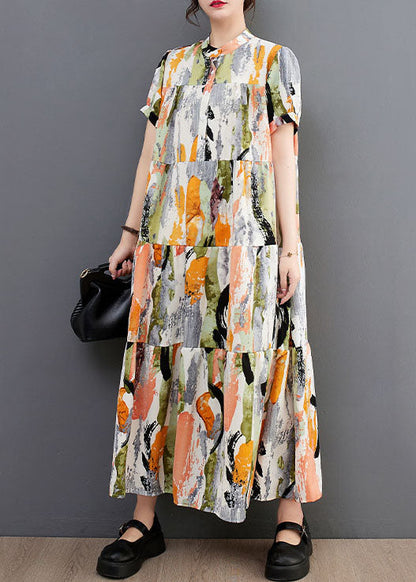Oversized Ink and Wash Print Cotton Robe Dresses Summer