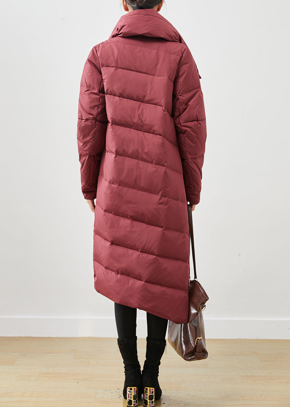 Mulberry Asymmetrical Warm Duck Down Puffer Jacket Winter