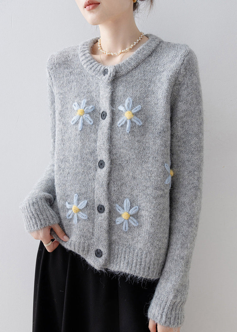 Style Grey Oversized Knit Cardigans Winter