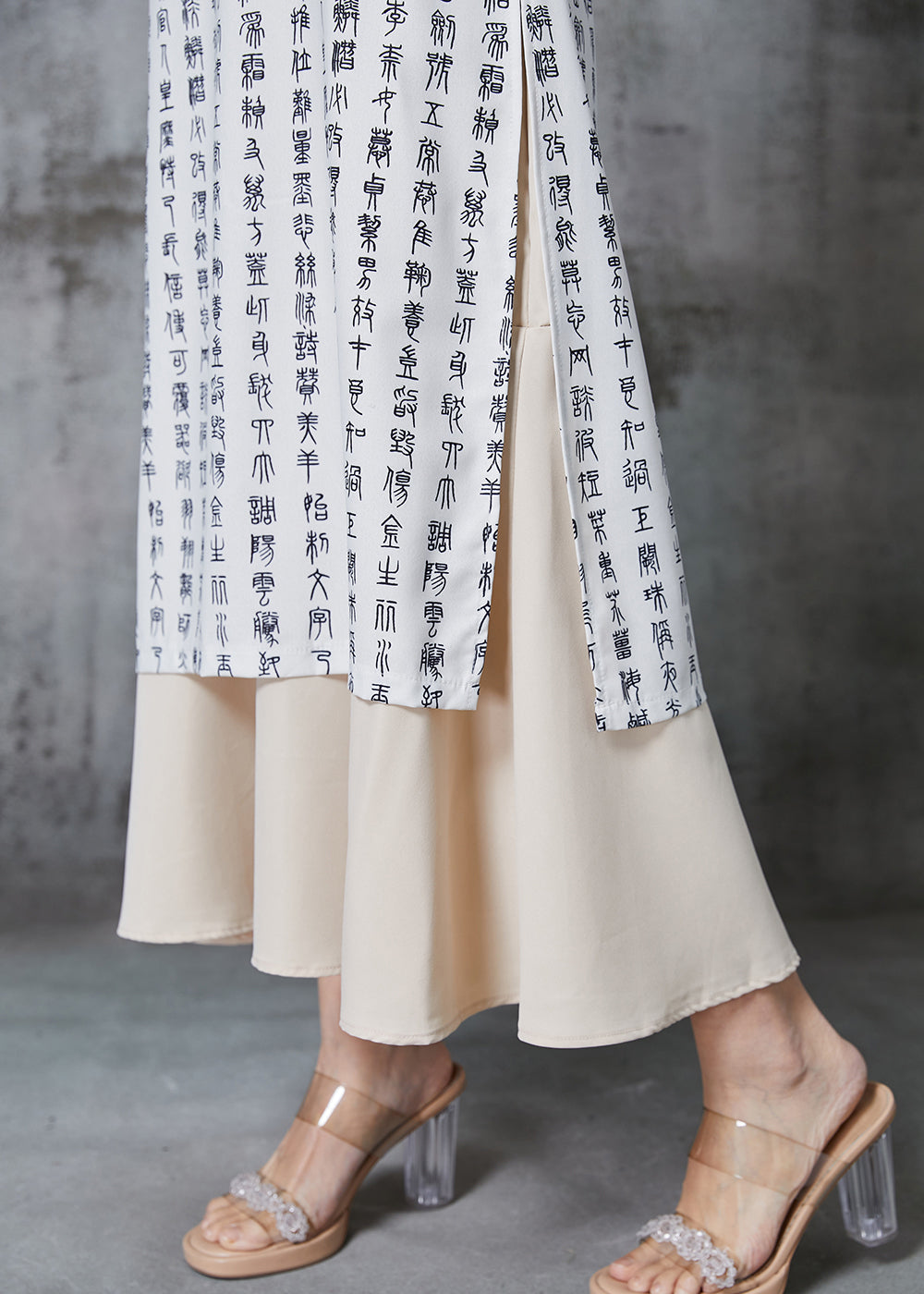 White Print Cotton Oriental Two Piece Set Clothing Summer