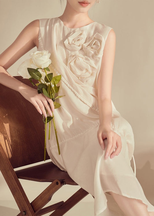 Original Design Champagne O-neck Patchwork Long Dresses Sleeveless