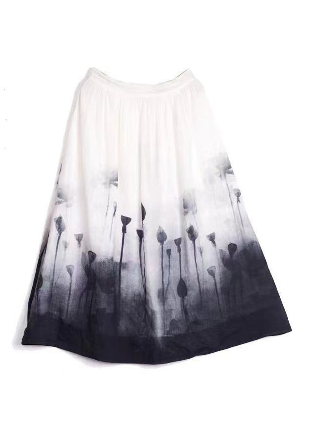 Colorblock Tie Dye Elastic Waist a Line Skirts Summer