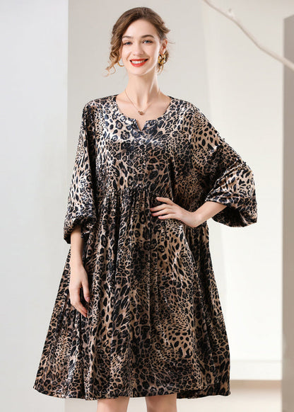 Leopard Print Oversized Silk Velour Holiday Dress Spring