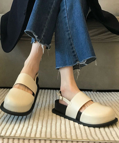 Beige Comfortable Splicing Platform Sandals Hollow Out