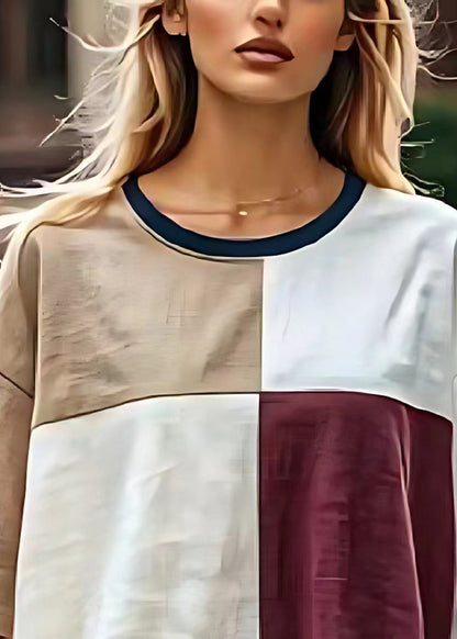 Colorblock Oversized Patchwork Linen Tanks Summer