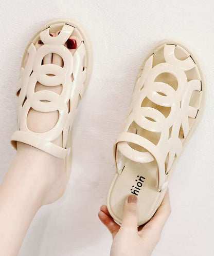 Black Hollow Out Splicing Comfy Slide Sandals