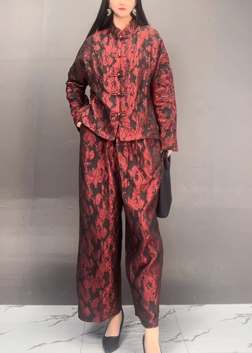 Mulberry Tops and Pants Cotton Two Pieces Set Fall