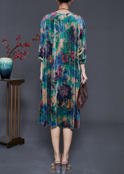 Green Oversized Tie Dye Silk Velour Dresses Summer