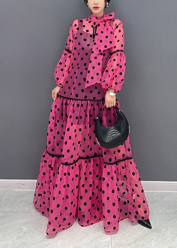 Rose Bow Wrinkled Patchwork Tulle Dress 2 Piece Outfit Fall