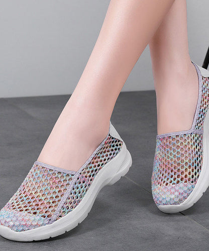 Soft Multicolour Hollow Out Flat Shoes for Knit Fabric