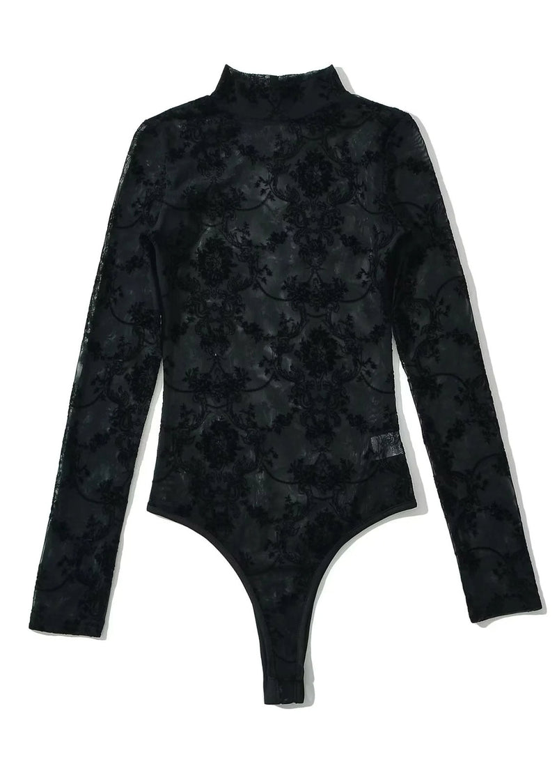 Black Sheer Tulle Bodysuit