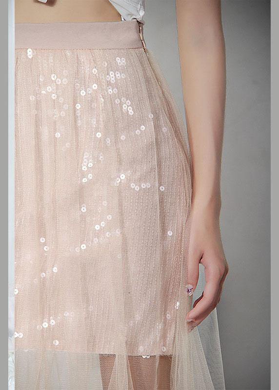 Style Pink Tulle Sequins a Line Skirts