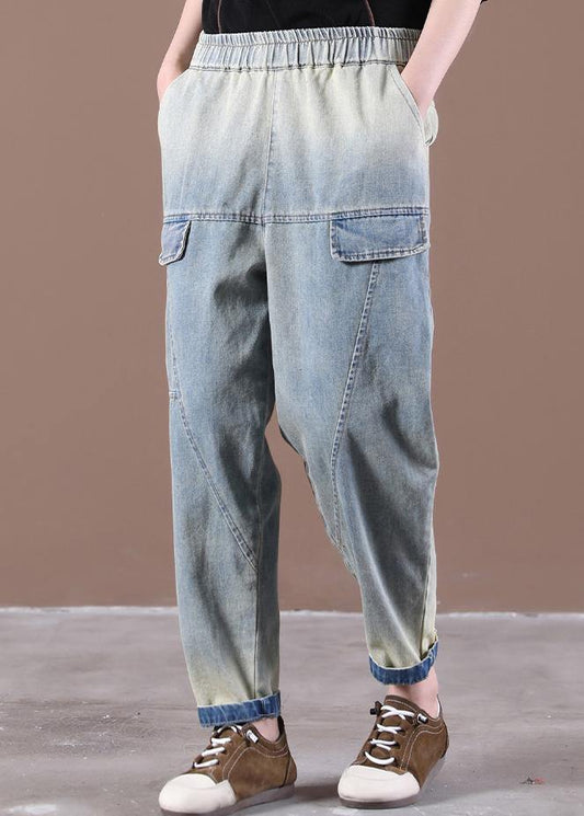 French Spring Wide Leg Pants Unique Blue Work Pant