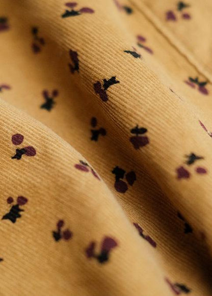 Diy Yellow Print Top Lapel Patchwork Baggy Spring Blouses