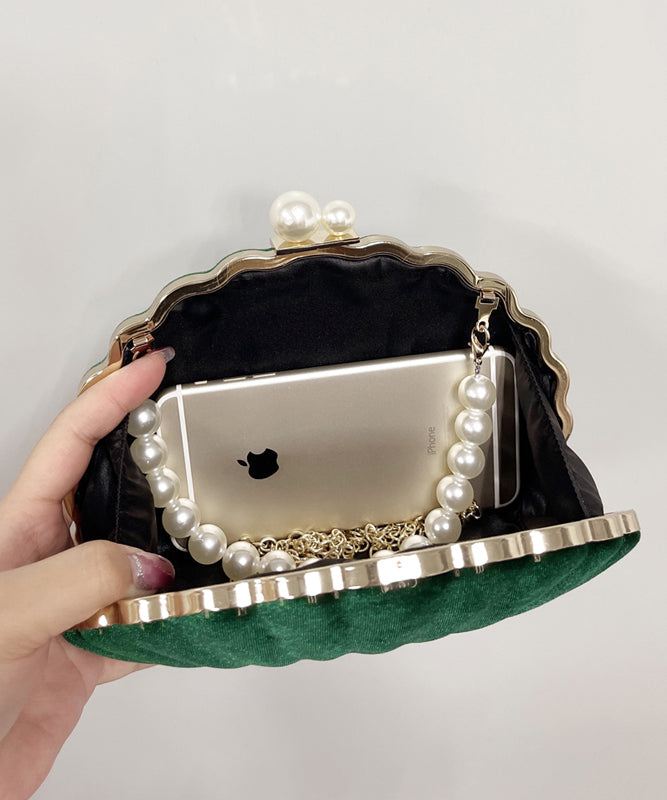 Black Velour Pearl Evening Bag