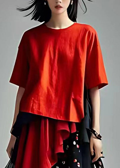 Red Tulle Patchwork Chiffon Two Piece Set