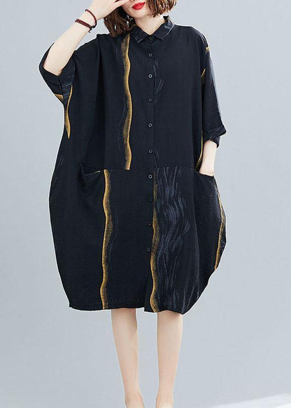 Classy Khaki Patchwork Pockets Summer Half Sleeve Holiday Dress