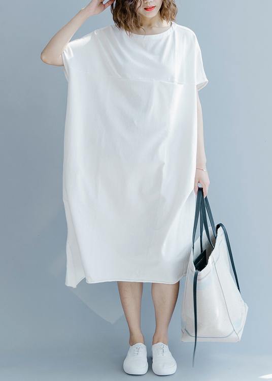 White O-neck Cotton Summer Maxi Dresses