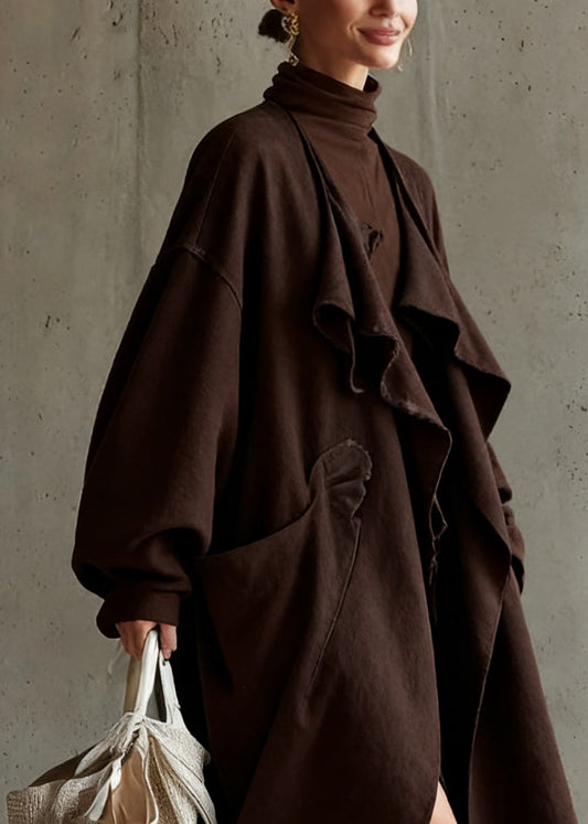 Button Pockets Cotton Long Coats Spring