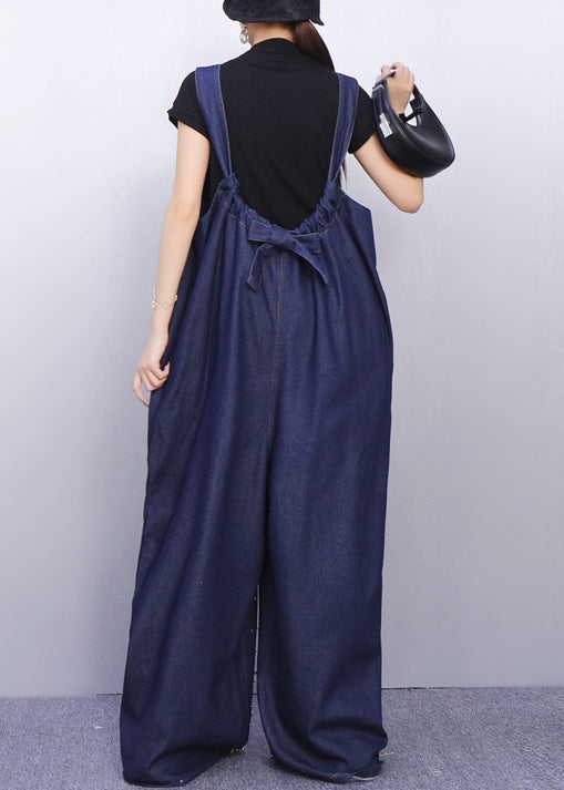 Sparkling Insect Motif Navy Denim Jumpsuits Urban Stance